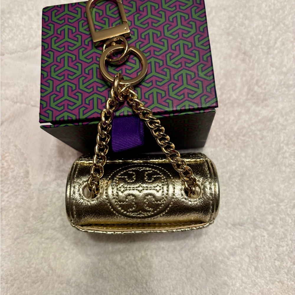 Tory Burch Robinson Mini Tote Key Fob Bag Charm Keychain